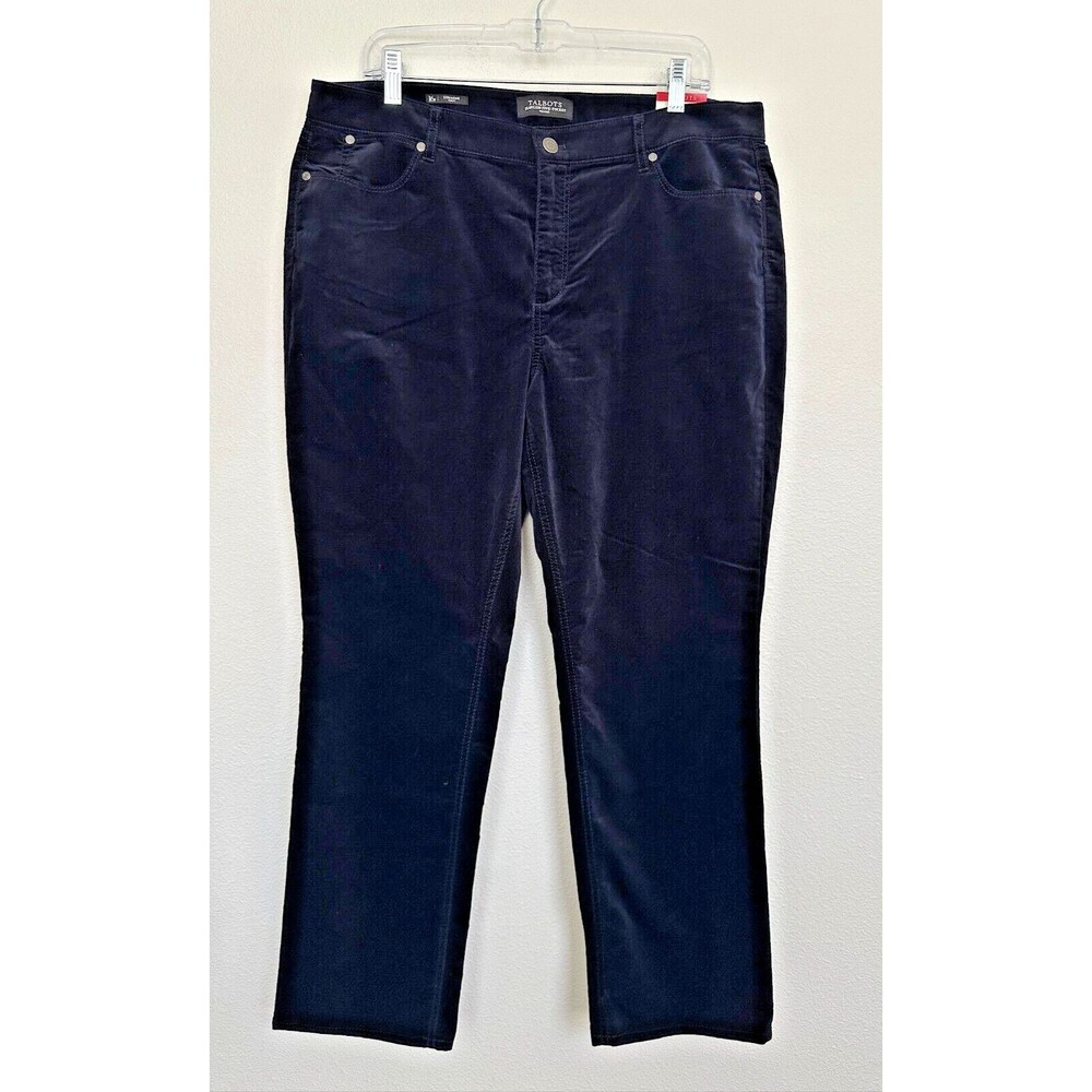 NWT Talbots Flawless Five Pocket Straight Curvy Jeans Corduroy Navy Blue Sz 16P
